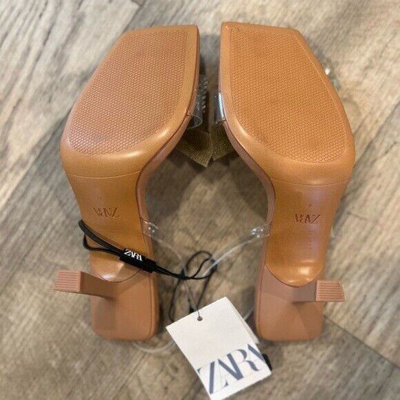 ZARA Embellished Bow Heels NWT – Vinyl Sandals with Rhinestone Detail, Sz 8 & 10 - Picture 15 of 16